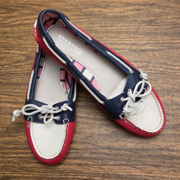 SPERRY TOP SIDER Women's Leather Upper Slip-On Loafers - Pink/Cream/Navy Sz 7M - Picture 6 of 16